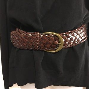 Belgo Lux Wide Brown Woven Adjustable Belt 37 1/2”